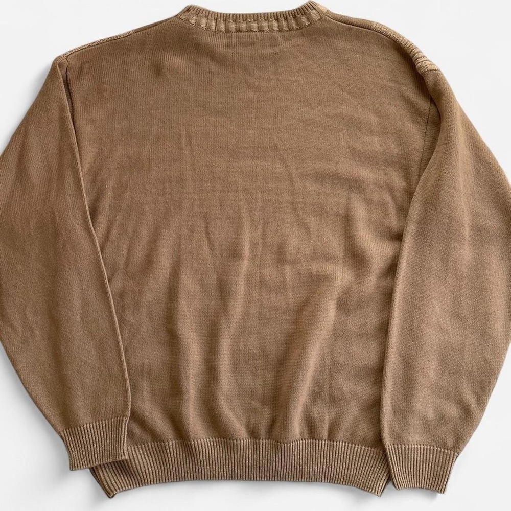 Irvine Park Tan Brown 3D Knit Slouchy Retro Crewneck Sweater L - Picture 5 of 6